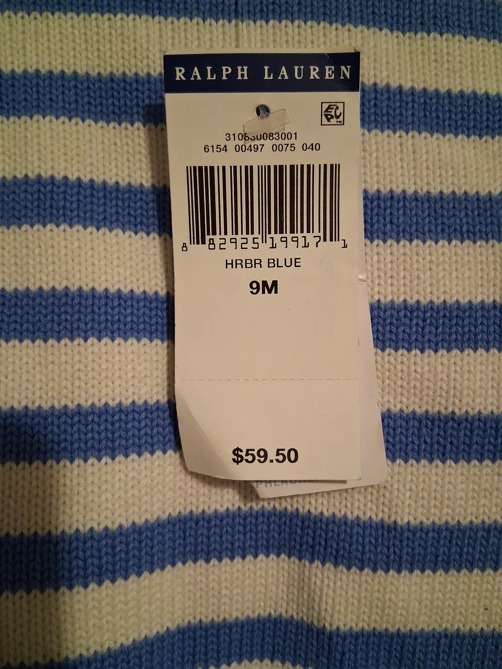Ralph Lauren Blue & White Striped Baby Sweater